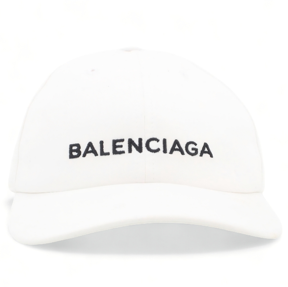 Balenciaga White Baseball Cap with Black Logo